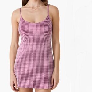 Andie Size Large The Amalfi One-Piece Swim Dress in Peach Houndstooth Modest